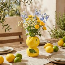 Artikel Keramikvase Zitronenform Gelb H13cm für Trockenblumen