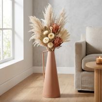Artikel Bodenvase Metall konisch mit Henkel 20x19x48cm Lachs für Trockenblumen