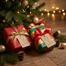 Artikel Weihnachtsanhänger Rentier 5,5x8,5cm Kartonage 4 Stück mit Kordel Natur