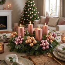 Artikel Spiegelbeeren Weihnachten Glas Apricot Rosa Ø25mm 140 Stück