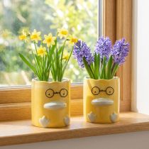 Artikel Keramikvase im Enten-Design gelb, zylindrisch, 13 cm, 2er Set