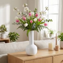 Artikel Metallvase Cremeweiß Ø10,5cm H25,5cm – Moderne Dekorationsvase