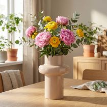 Artikel Blumenvase aus Metall mit Emaille in Braun Cappuccino Ø17cm H23cm