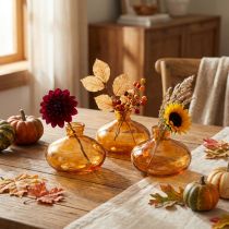 Artikel Mini-Glasvasen in Orange, bauchig, Ø 9 cm, 6er-Set