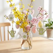 Artikel Dekohänger Gießkannen Holz 8cm Grün Weiß Blume 12 Stück