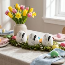 Artikel Keramik Ostereier Set mit Hase Motiv 12 cm Weiß 3-teilig