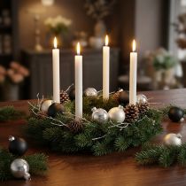 Artikel Mini-Christbaumkugeln aus Glas, Schwarz, Silber, Perlmutt, Ø 4 cm, H 4,5 cm, 24 Stück