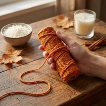 Artikel Dochtfaden aus 80% Schafwolle und 20% Jute, 55 m, Orange, vielseitig für Dekoration