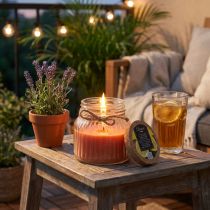 Artikel Duftkerze im Glas mit Korkdeckel Ø11cm H11,5cm Braun Citronella Wachs