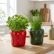 Artikel Paprika Keramik Übertopf 13 cm rot und grün 2er-Set