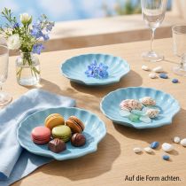 Artikel Keramik Muschelteller Schale Blau Weiß Türkis 14 cm, 3er-Set