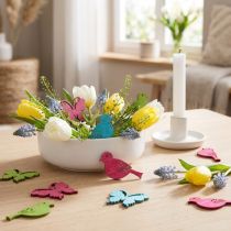 Artikel Streudeko aus Holz – Vogel und Schmetterling – bunt sortiert – 2cm – 144-teilig