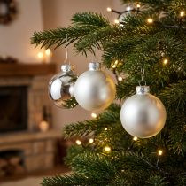Artikel Glas-Weihnachtskugeln Ø6 cm Silber Mix, 24 Stück