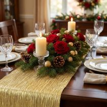 Artikel Geschenkband aus Polyester – Tischband, Seidenband in Gold, 75mm x 15m