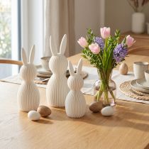 Artikel Häschen Deko-Figur aus Kunststoff, 11 cm, Weiß, 4 Stück im Set, für Osterdekoration
