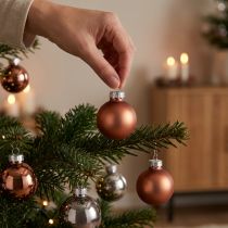 Artikel Mini-Weihnachtskugeln aus Glas Silber Apricot Ø 3 cm 22 Stück