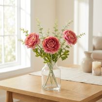 Artikel Künstliche Ranunkeln 51cm rosa-grün 3er-Bund aus Seidenstoff