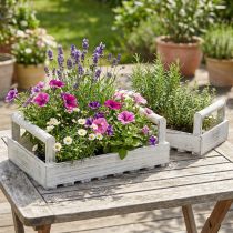 Artikel Blumenkasten Holz Shabby Chic Weiß rechteckig 2er-Set 38/31cm