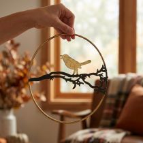 Artikel Fensterdeko aus Metall mit Vogelmotiv Ø22,5cm in Schwarz und Gold