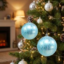 Artikel Weihnachtskugel Kunststoff Türkis Ø8cm 2 Stück