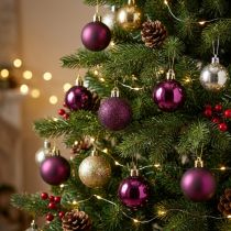 Artikel Mini Weihnachtskugeln Kunststoff Ø3cm Dunkellila 14 Stück