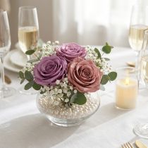 Artikel Konservierte Rosenköpfe lila und altrosa 4 cm 6er-Set für Dekoration