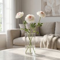 Artikel Künstliche Ranunkel 51 cm in Beige-Rosa mit Kunststoff-Blättern, 3er-Set