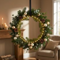 Artikel LED Ring aus Metall mit Timer, 110 warmweiße LEDs, Ø 35 cm, Indoor