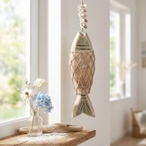 Artikel Deko-Fisch aus Holz, 21 cm, Weiß-Grau, zum Aufhängen