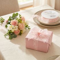 Artikel Organzaband mit Blumenmuster Rosa 25mm x 18m Geschenkband aus Polyamid