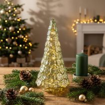 Artikel Mini-Weihnachtsbaum LED Glas Gold-Grün 28 cm