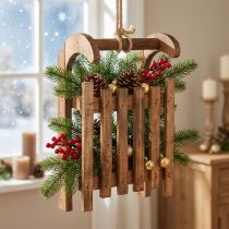 Artikel Deko-Schlitten aus Holz Braun 30x18x12cm Winterdeko