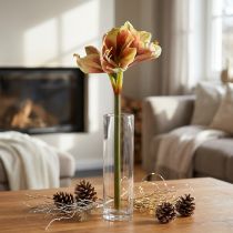 Artikel Künstliche Amaryllis-Blume aus Seidenstoff in Rosa und Gelb, 66 cm