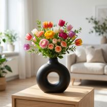 Artikel Keramikvase Schwarz Oval mit Aussparung 21×7×20cm