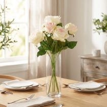 Artikel Künstlicher Rosenstrauß mit 7 Blüten, 54 cm, Creme-Rosa