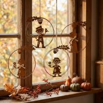 Artikel Dekohänger Metall Ø13cm Rost-Optik Herbst Kinder-Design 4 Stück