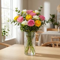 Artikel Blumenvase Glas transparent ø11,5cm h23,5cm mit Ovalmuster