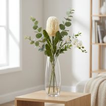 Artikel Künstliche Banksia-Blume Cremeweiß 64cm aus Kunststoff und Metall für Dekoration
