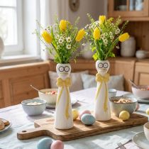 Artikel Keramikvase in Entenform mit gelber Schleife, 24 cm, Weiß, 2-teiliges Set