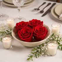 Artikel Echte konservierte Rosenköpfe rot Ø 8,5 cm 4 Stück