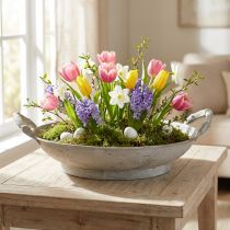 Artikel Deko Schale Metall Ø31cm Grau Shabby Chic mit Griffen