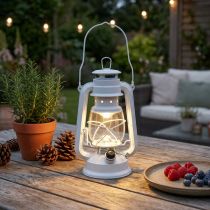 Artikel LED-Laterne dimmbar Metall Glas 24,5cm Warmweiß 15 Lampen