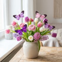 Artikel Deko-Schmetterlinge aus Federn am Draht Lila/Rosa 9,5cm 12er-Set