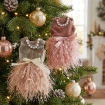 Artikel Weihnachtsdekoration Elfenkleid 16 cm, Rosa und Braun-Creme, 4 Stück sortiert