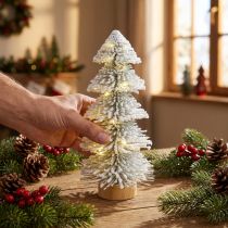 Artikel Mini-Weihnachtsbaum 28 cm beleuchtet mit LED und Schneedekor