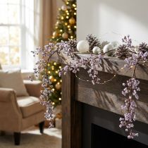 Artikel Dekohänger künstlicher Beerenzweig 130cm Weiß Lila Winterdesign