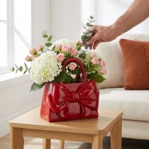 Artikel Deko Vase Handtaschenform Rot Polyresin 22cm