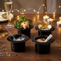 Artikel Deko Zylinder aus Kunststoff Schwarz H5,5cm 12 Stück für Silvester Deko