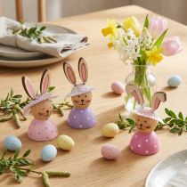 Artikel Dekofiguren Osterhasen Holz 7 cm Rosa Pink Lavendel 9er-Set