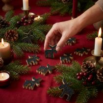 Artikel Weihnachtliche Holz-Streudeko Elch Schwarz Glitzer 5x5,5cm 12 Stück